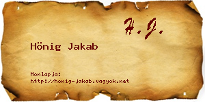 Hönig Jakab névjegykártya